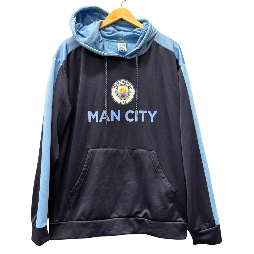 Manchester City Hoodie MAN CITY Mens Large Blue Pullover‎ Official Soccer